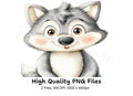 Adorable Baby Wolf Clipart Bundle