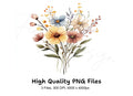 Delicate Wildflower Bouquet Illustrations Clipart Bundle