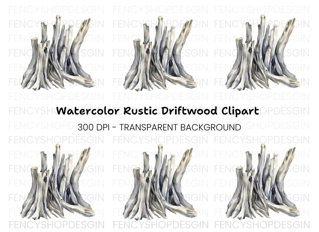 Driftwood Stack Clipart Bundle