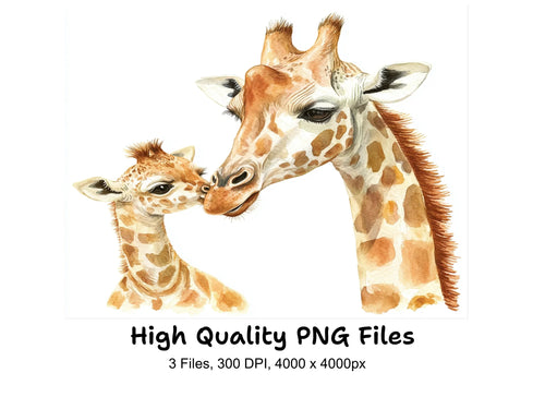 Adorable Giraffe Family Clipart Bundle