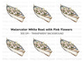 Boat with Pink and White Flowers Clipart Bundle
