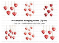 Hanging Red Heart Ornaments Clipart Bundle