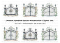 Elegant Wrought Iron Gate Clipart Bundle