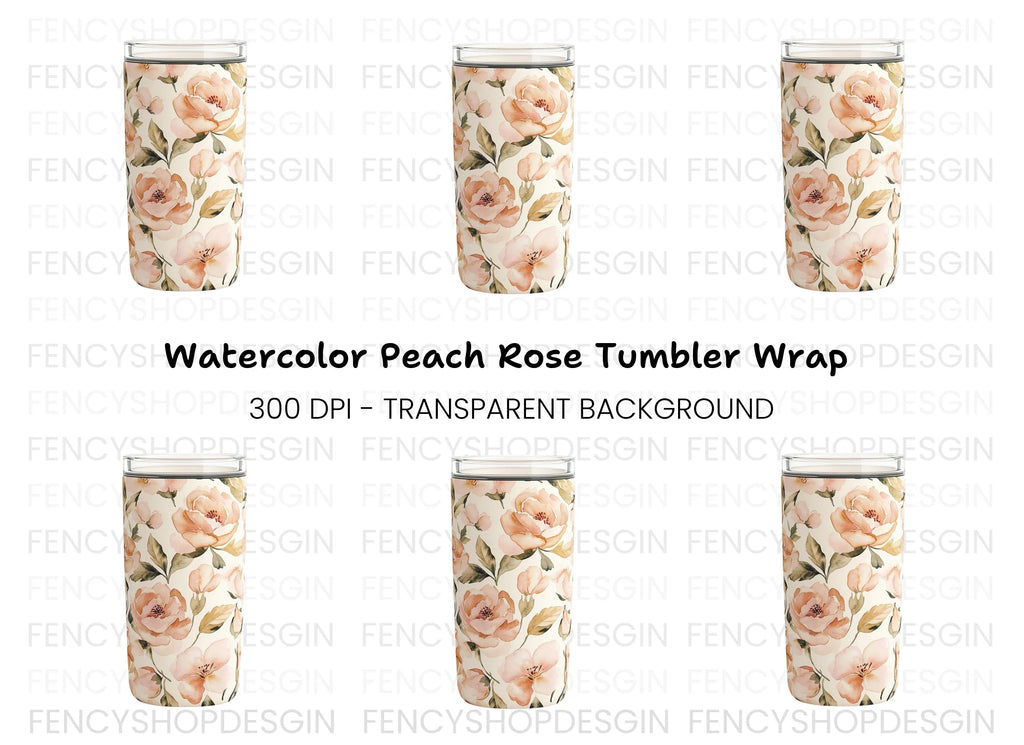 Vintage Peach Floral Tumbler Clipart Bundle