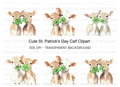 Cute Calves with Lucky Clover Clipart Bundle
