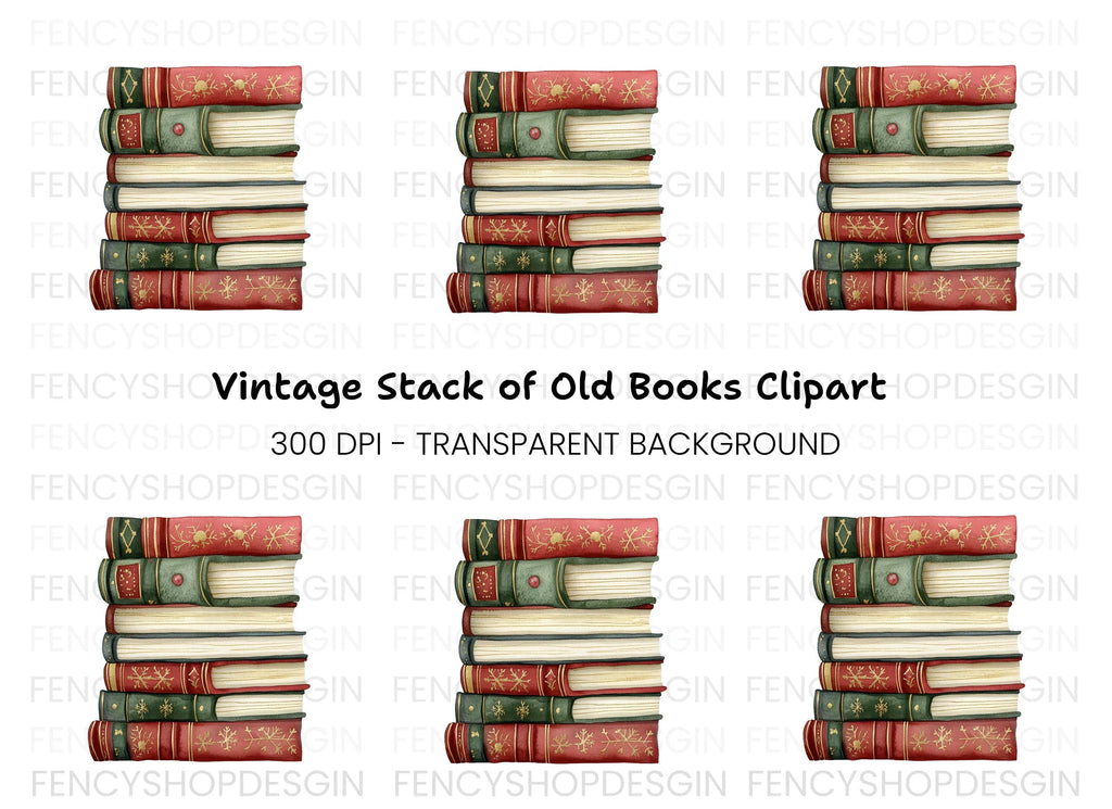 Stack of Christmas Books Clipart Bundle