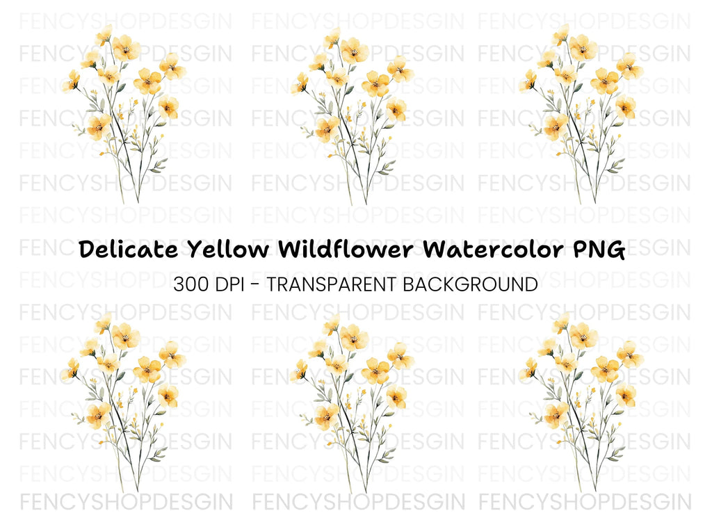 Yellow Wildflowers Clipart Bundle