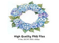 Blue Hydrangea Wreaths Clipart Bundle