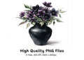 Dark Floral Vase Arrangements Clipart Bundle