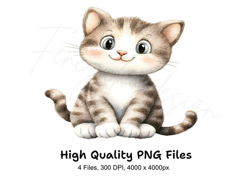 Adorable Striped Kitten Clipart Bundle