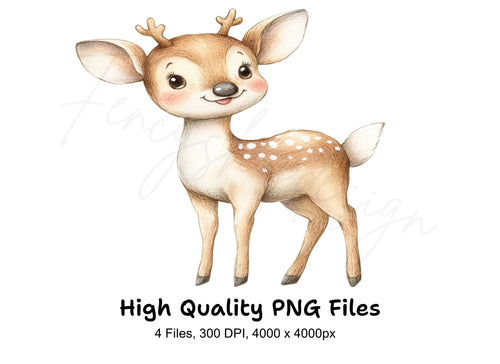 Adorable Baby Deer Fawn Clipart Bundle