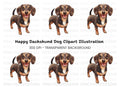 Happy Dachshund Puppy Clipart Bundle