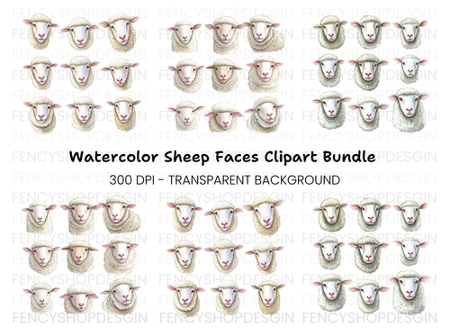 Adorable Sheep Faces Clipart Bundle