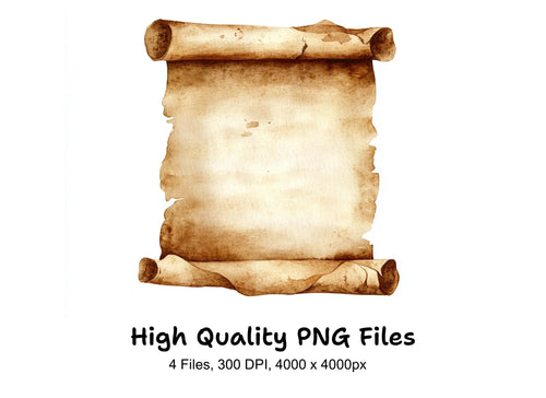 Aged Parchment Scroll Clipart Bundle