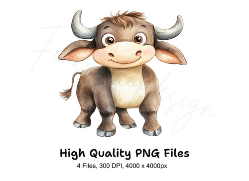 Adorable Baby Bull Clipart Bundle