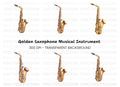 Golden Saxophone Musical Instrument Clipart Bundle
