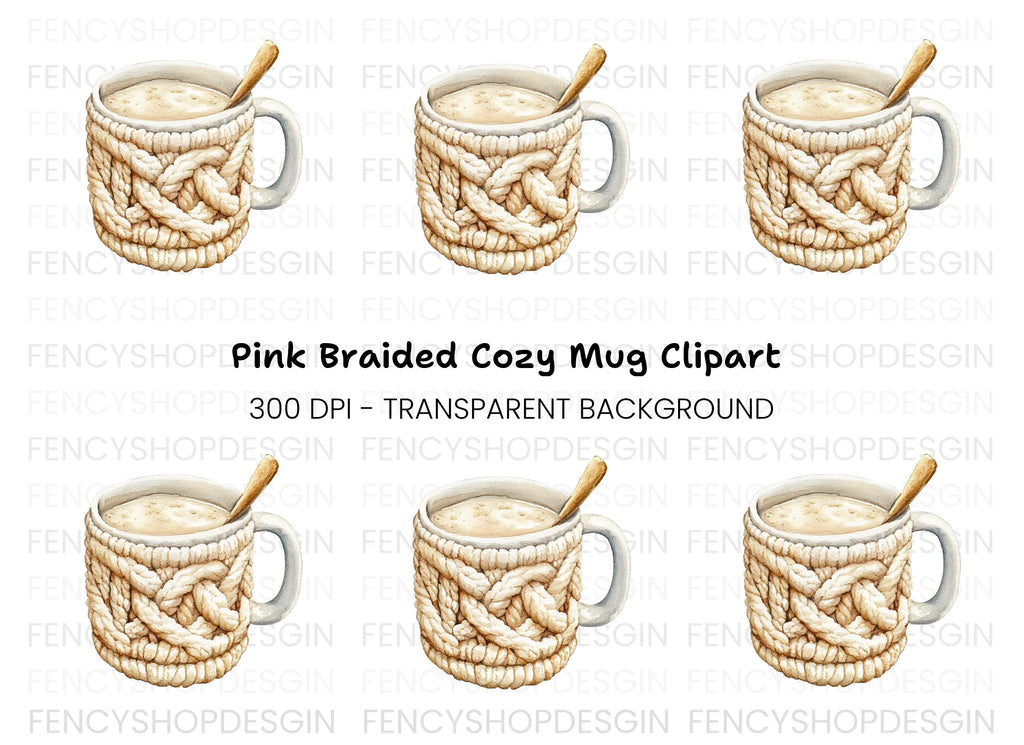Cozy Knitted Warm Drink Clipart Bundle