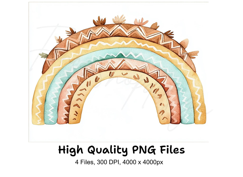 Tribal Rainbow Clipart Bundle
