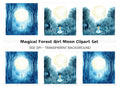 Enchanted Forest Fairy Moon Clipart Bundle