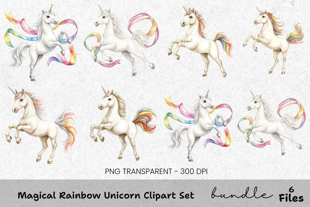 Magical Rainbow Unicorn Clipart Bundle