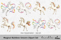 Magical Rainbow Unicorn Clipart Bundle