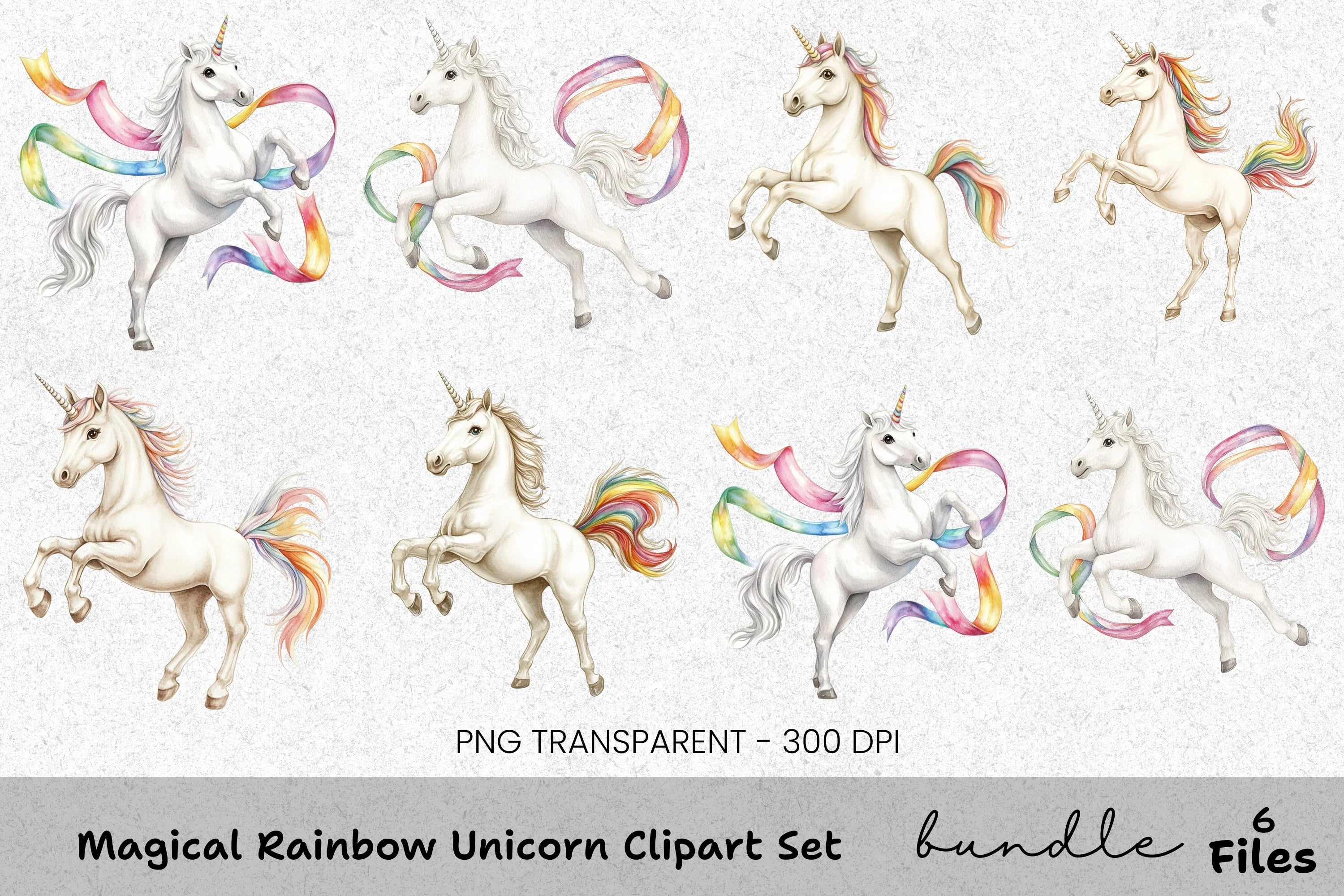 Magical Rainbow Unicorn Clipart Bundle