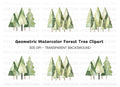 Abstract Green Pine Trees Clipart Bundle