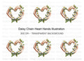 Heart Shaped Daisy Chain with Hands Clipart Bundle