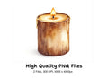 Wood Pillar Candles Clipart Bundle