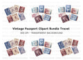 Vintage Passport Stamps Clipart Bundle