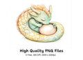 Sleeping Baby Dragon with Pearl Clipart Bundle