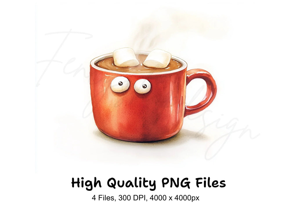 Cute Hot Chocolate Mugs Clipart Bundle