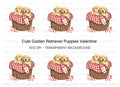Cute Golden Retriever Puppies Clipart Bundle