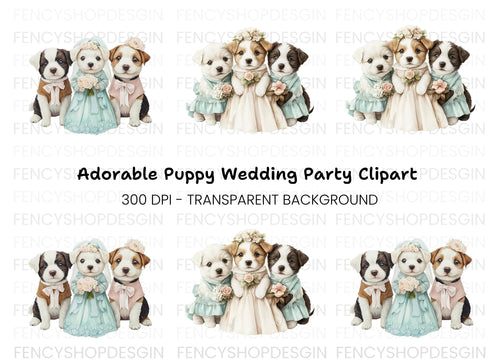 Adorable Puppy Wedding Clipart Bundle