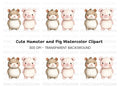 Cute Hamster and Piglet Duo Clipart Bundle