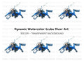 Professional Scuba Diver Clipart Bundle