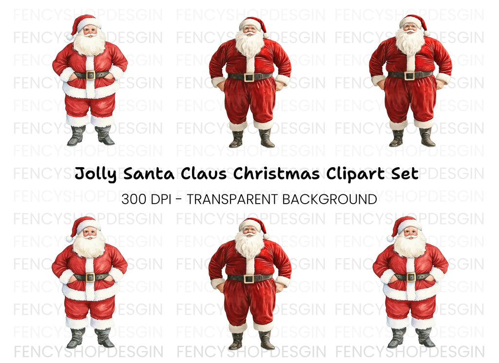 Jolly Santa Claus Clipart Bundle