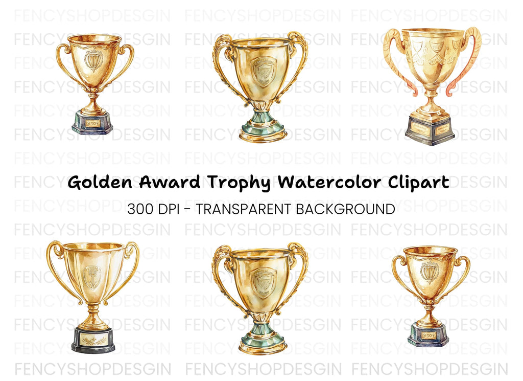 Golden Trophy Clipart Bundle
