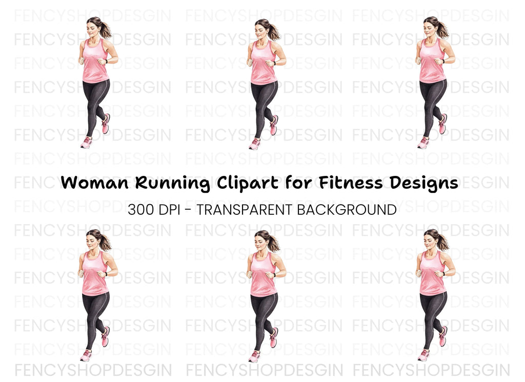 Fitness Woman Running Clipart Bundle