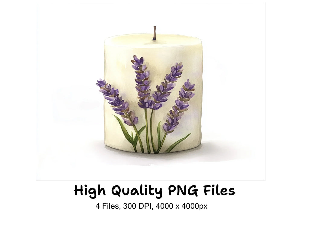 Lavender Candle Illustrations Clipart Bundle