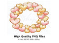 Pink and Gold Heart Wreaths Clipart Bundle