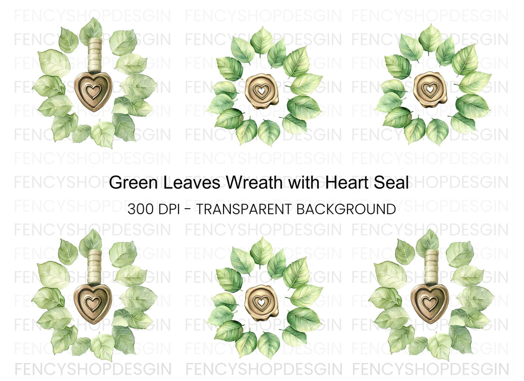 Botanical Heart Wax Seal Clipart Bundle