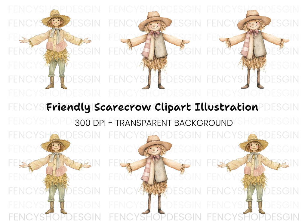Cute Scarecrow Clipart Bundle