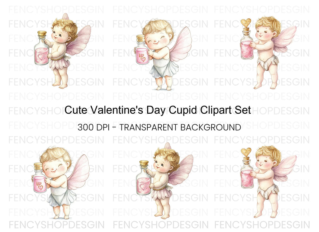 Cute Cupid Valentine Day Clipart Bundle