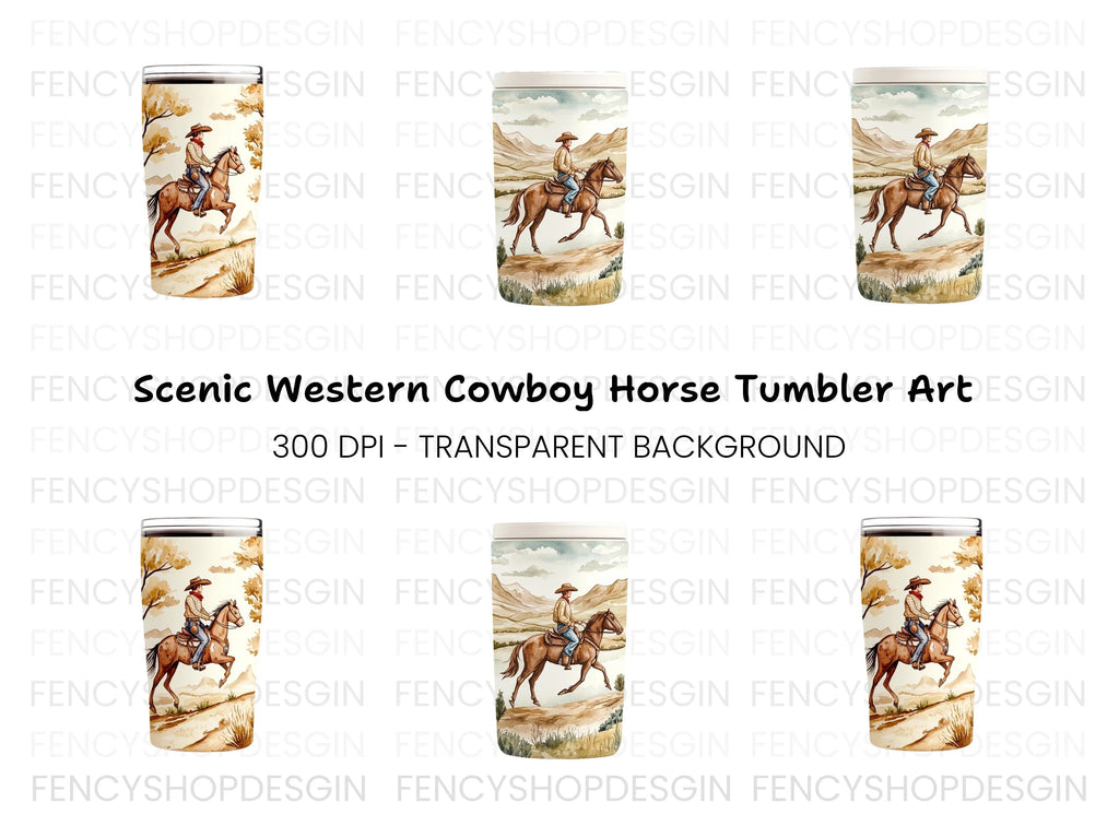 Cowboy Riding Horse Tumbler Clipart Bundle