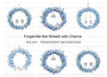 Forget Me Not Wreaths with Initials Clipart Bundle
