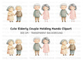 Cute Elderly Couple Holding Hands Clipart Bundle
