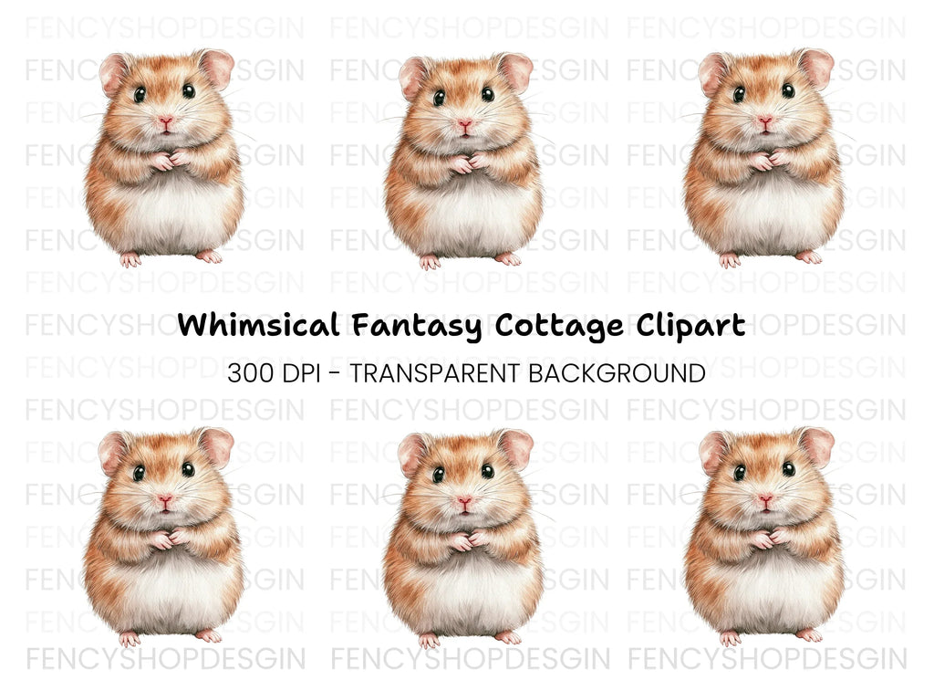 Cute Fluffy Hamster Clipart Bundle