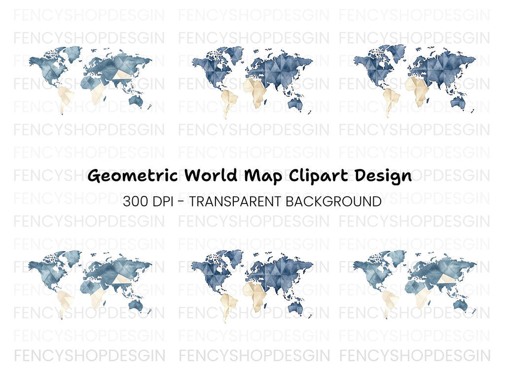 Geometric World Map Clipart Bundle