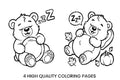 Cute Sleeping Bear Coloring Books
